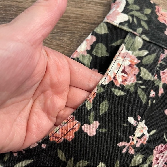 Vtg 90s Y2K Not Guilty Women’s 5/6 Black Floral Denim Maxi Skirt USA Whimsigoth - Picture 7 of 10